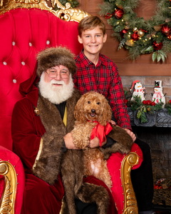 Santa photo with dog and boy